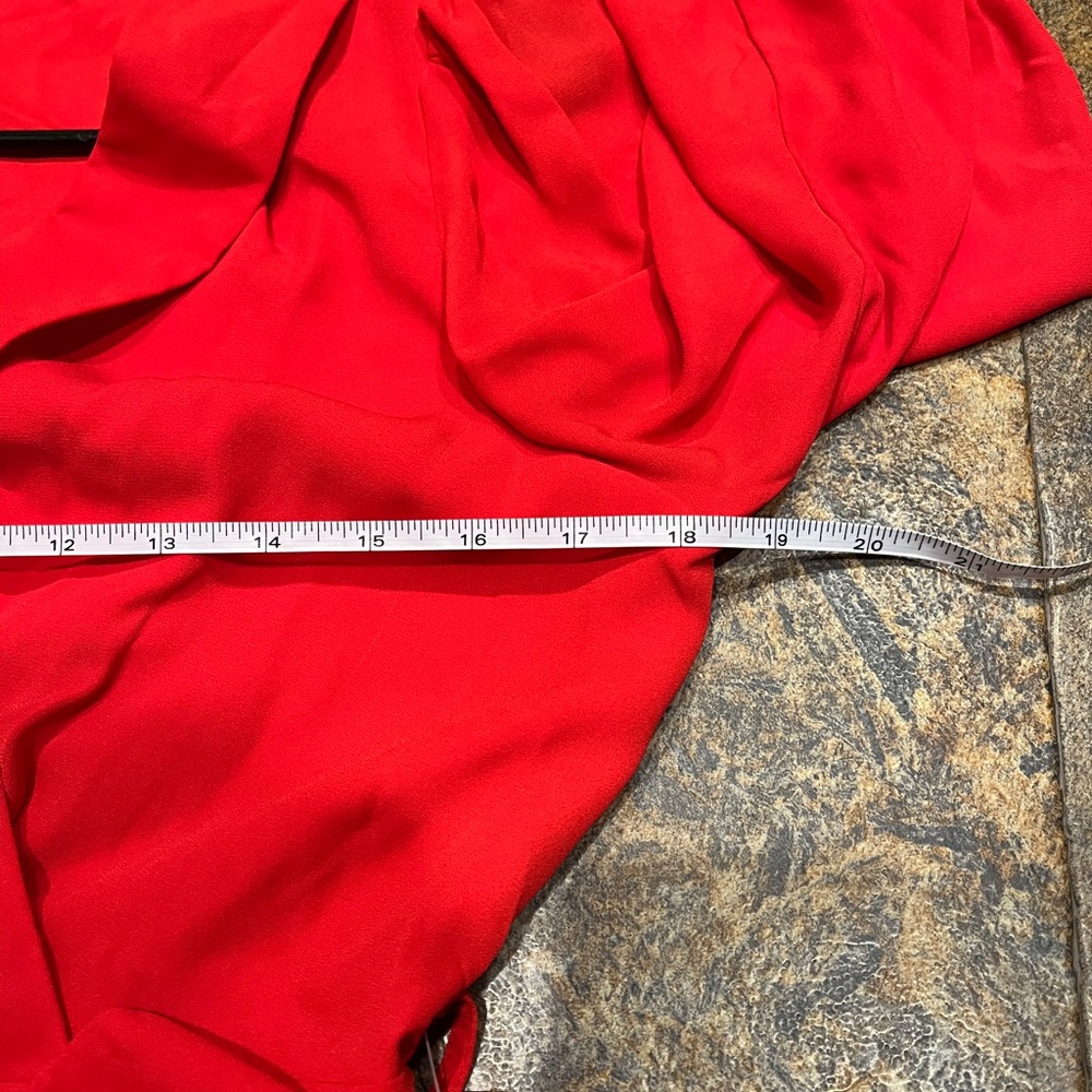 Nanette Lepore Red Wrap Midi Dress with Bishop Sleeve - Picture 6 of 10